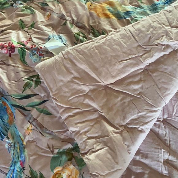 Anthropologie Josie Pastel Pink Bird and Floral Standard Sham - Picture 6 of 7